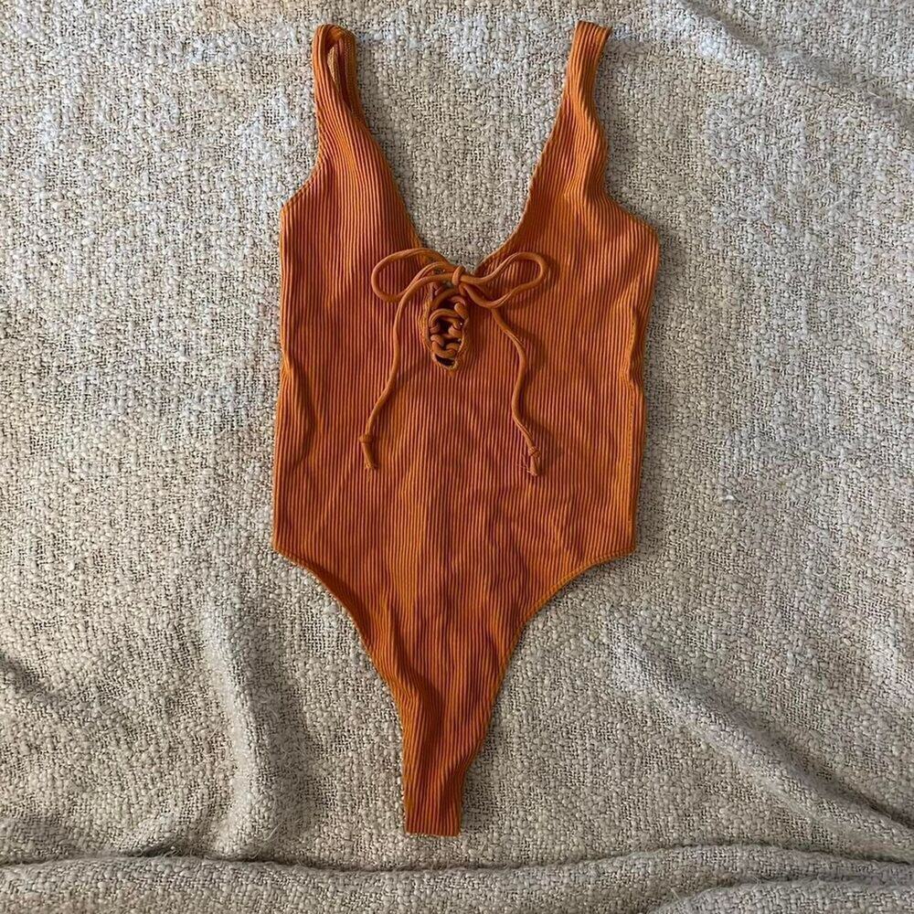 Urban Outfitters Orange Lace Up Bodysuit 🍊